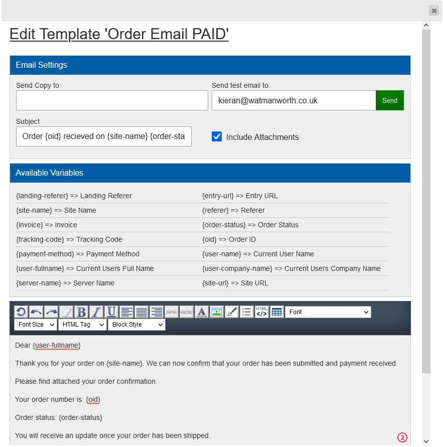 Email Template Editing